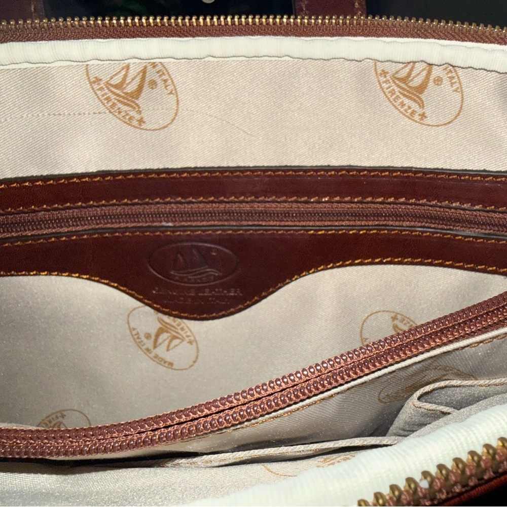 Rich Cognac MEDICI FIRENZE Italian Leather Briefcase Laptop Executive AttacheBag - Picture 11 of 15